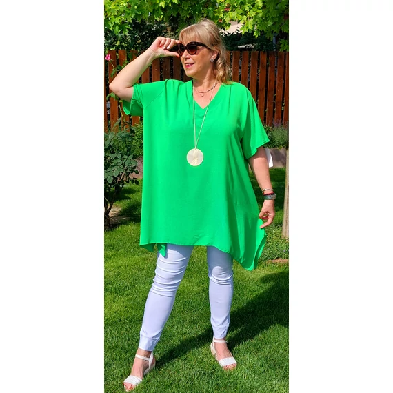V-nyakas PRAKTIKUS blúz - ALMAZÖLD - 48-54 méret
