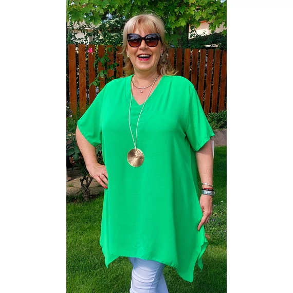 V-nyakas PRAKTIKUS blúz - ALMAZÖLD - 48-54 méret