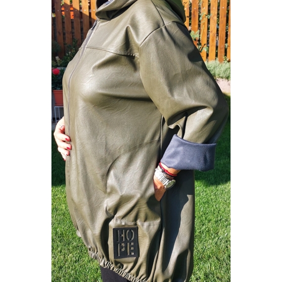 HoPe - textilbőr őszi kabát - KHAKI - 44-50 méret