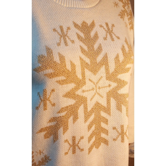 Arany hópelyhes, FEHÉR  pulóver, 48-56-os méret