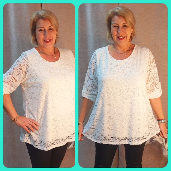 Csupa csipke blúz - FEHÉR - 46-50 méret