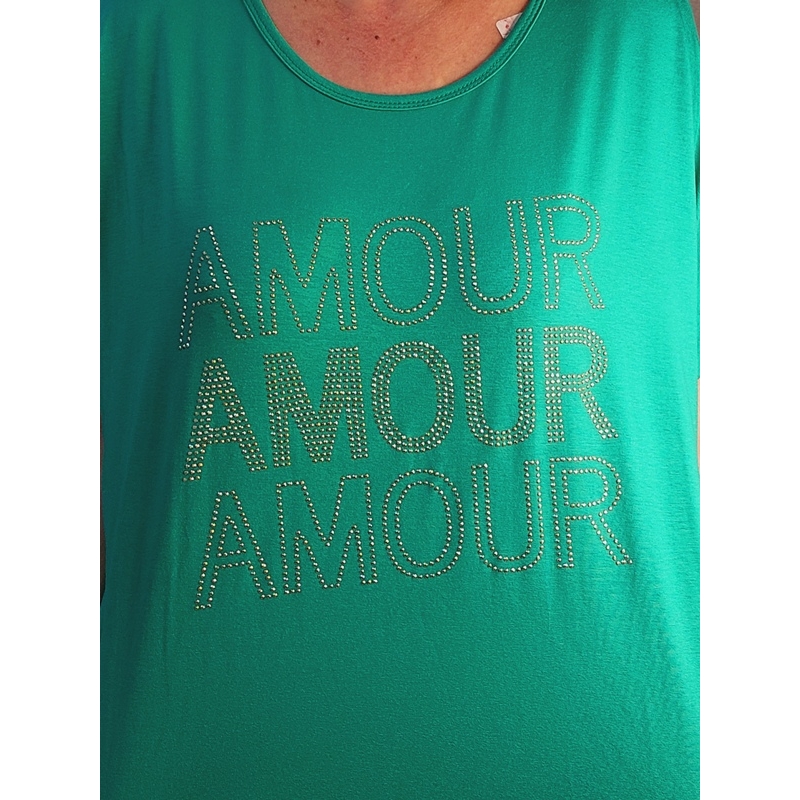 Amour - zöld - pamut felső  50-54-es méretig