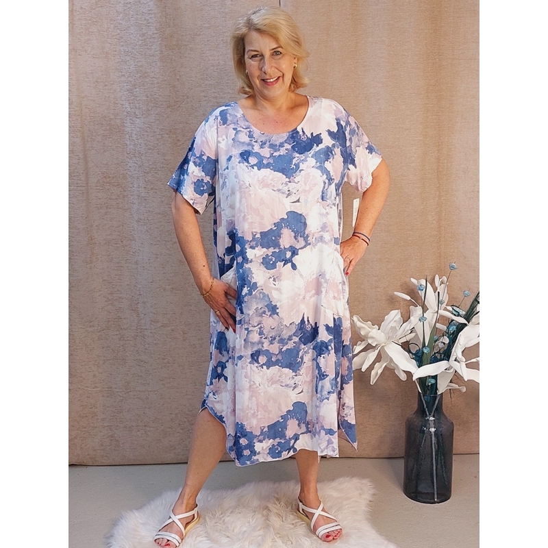 Púder - kék festékpamacsos - ruha 50-54-es méretig